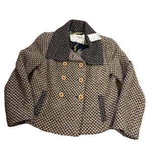 NWT Anthropologie Tabitha Wool Coat L Light Academia Popcorn Knit Floral Lining